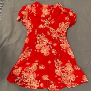 Free people red flower print dress